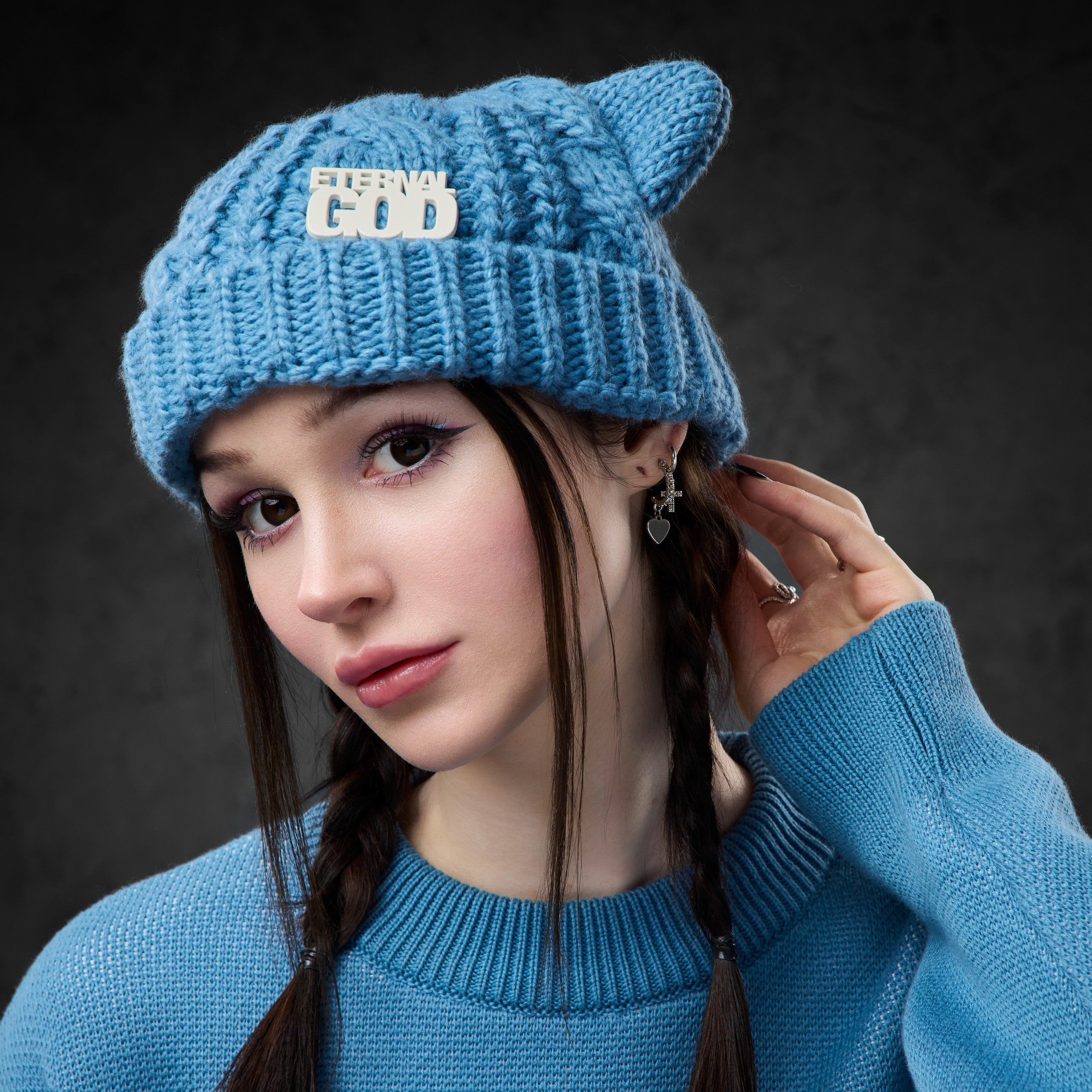Eternal God Churro Knit Beanie (Blue) Beanies 428300