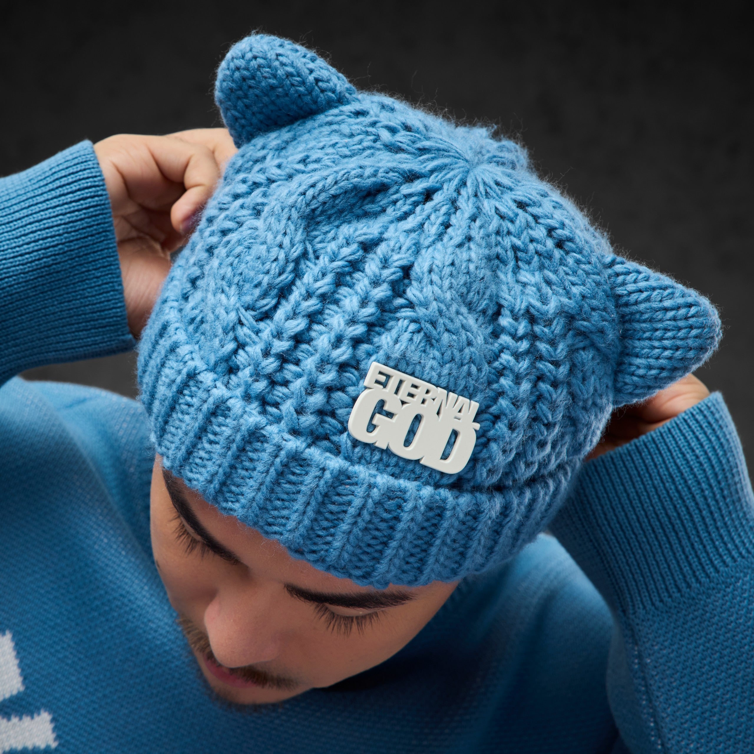 Eternal God Churro Knit Beanie (Blue) Beanies 428304
