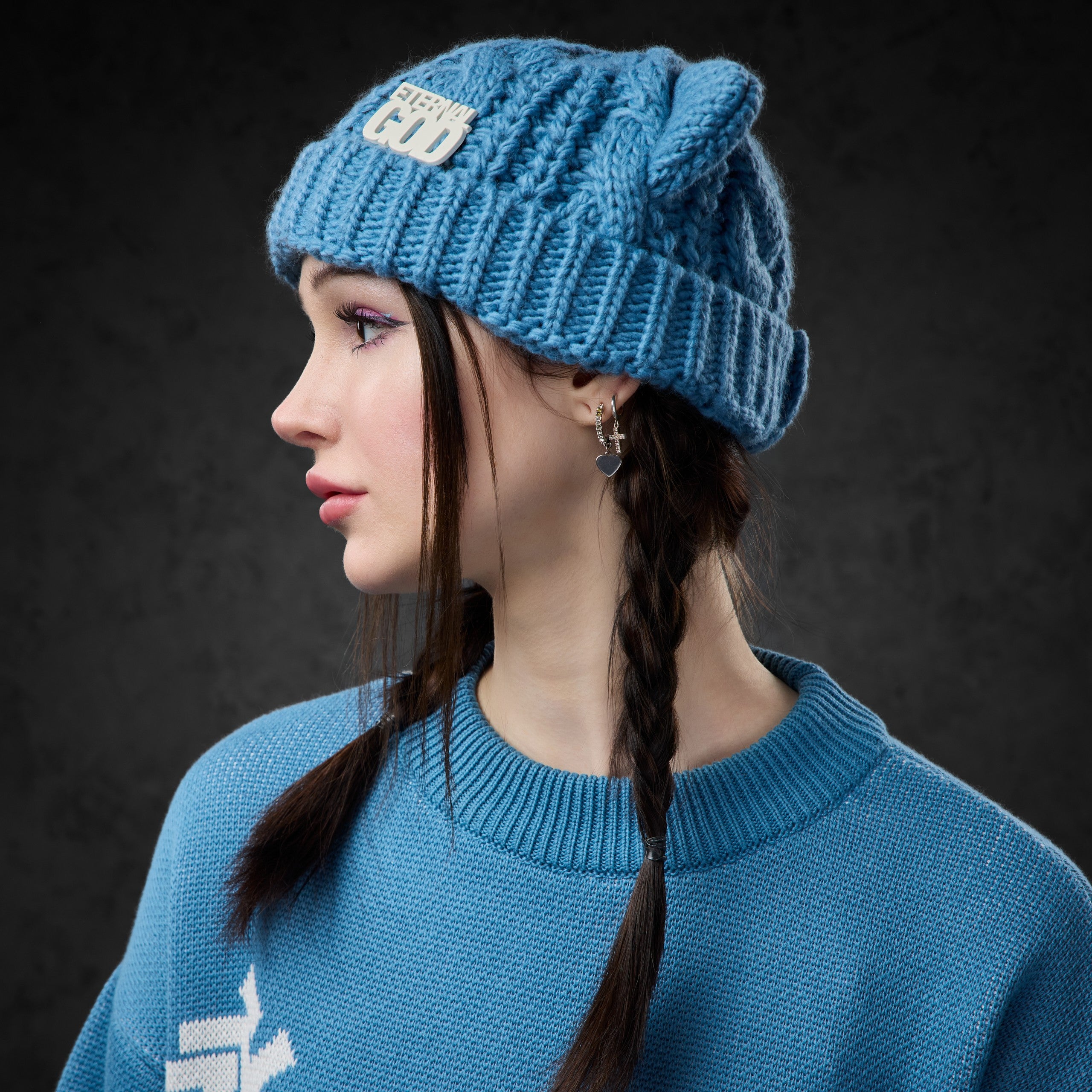 Eternal God Churro Knit Beanie (Blue) Beanies 428306