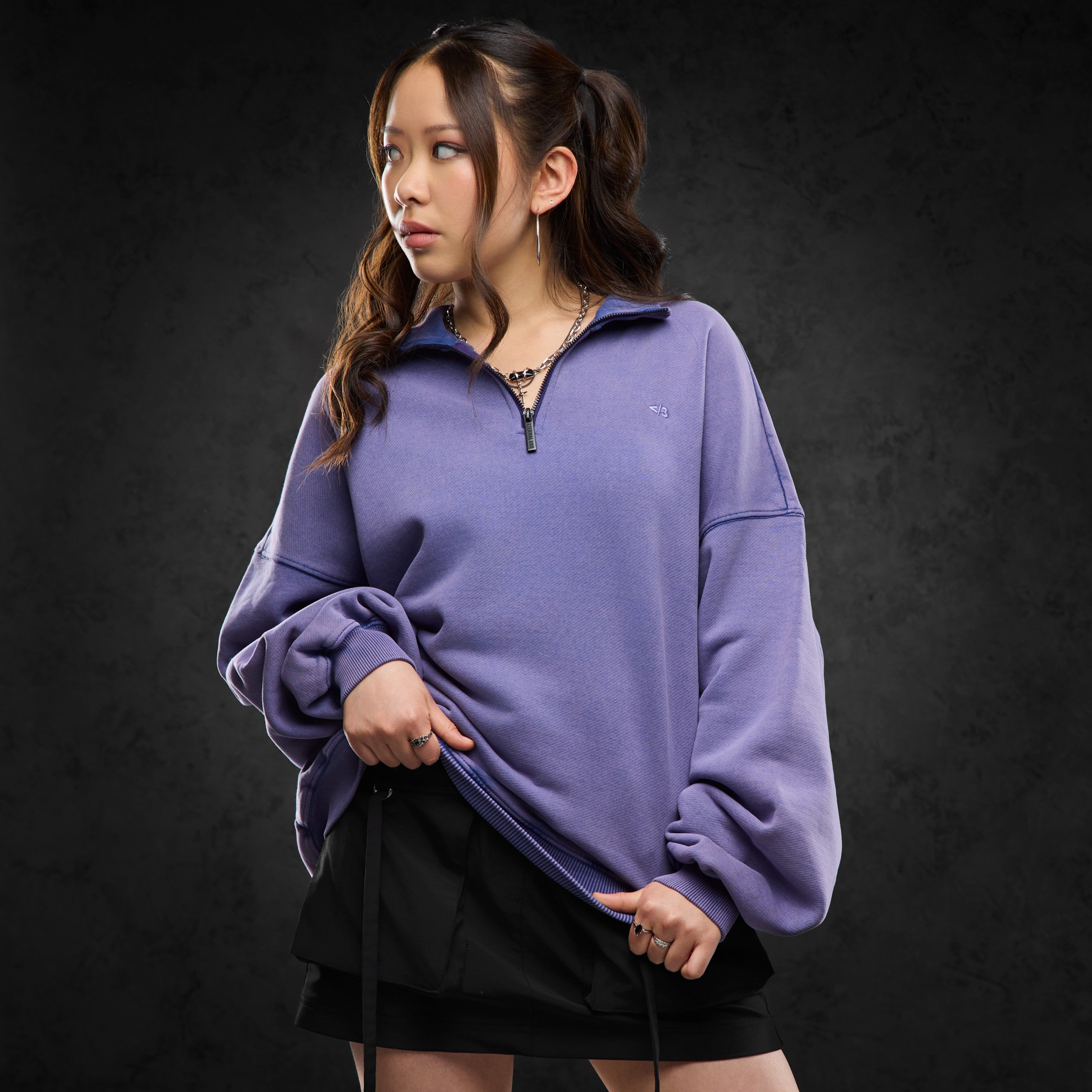 Eternal God Sad Kira (purple washed) Half-Zip 415476